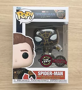 Funko Pop Marvel Spider-Man Negro y Dorado GITD CHASE #1073 + Protector Gratis - Imagen 1 de 6