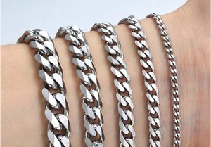 Pulsera de acero inoxidable para hombre cadena oro negro color plata 5-11 - Imagen 1 de 18