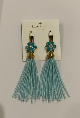 Brincos de borla azul turquesa Kate Spade Lovely Lillies semente de vidro - Imagem 1 de 4