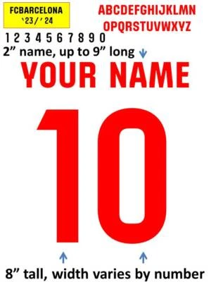 HANDMADE BARCELONA 2023 - 2024 IRON ON heat press transfer numbers for soccer jersey