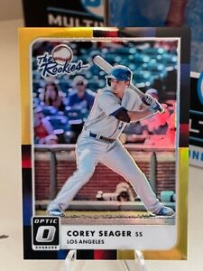 2016 Donruss Optic Corey Seager Gold Holo Refractor The Rookies RC 8/10
