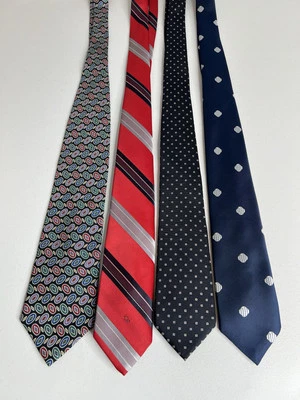 Paquete de 4 corbatas para el cuello de diseñador para hombre Dior Givenchy Oscar DLR seda poliéster DEFECTOS Foto 1 de 4
