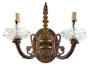 Two Arm 10 inch Decorative Antique Style Incandescent Candle Fixture Wall Sconce - Picture 1 of 8