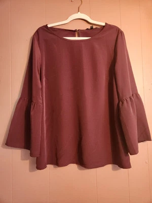 Banana Republic Women's Large Wine Tunic Top w/Bell Sleeves - Image 1 of 4