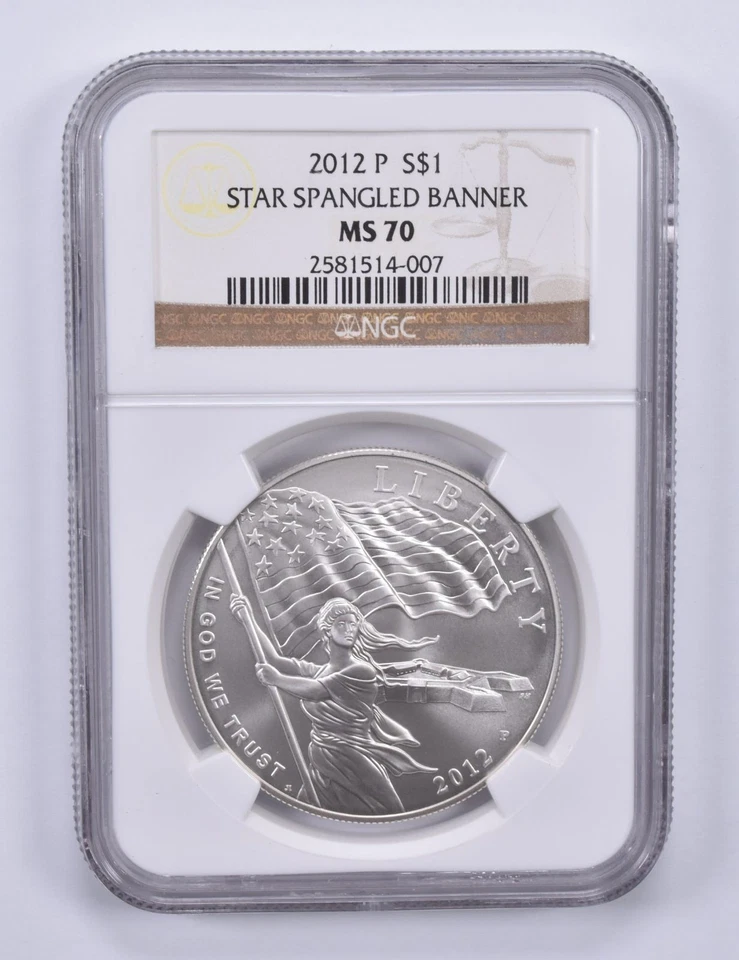 2012-P Star Spangled Banner Commemorative Dollar MS70 NGC Brown Label *8731 - Image 1 of 4