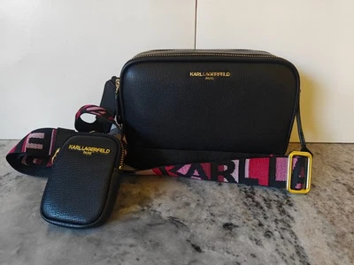 Bolso Bandolera Karl Lagerfeld Doble Cremallera Cámara Logo Correa Nuevo con Etiquetas con Adición Foto 1 de 4