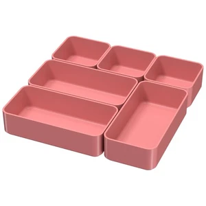 6 Pcs Stackable Drawer Organizer Set Desk Drawer Dividers, Bathroom Vanity Co... - Bild 1 von 6