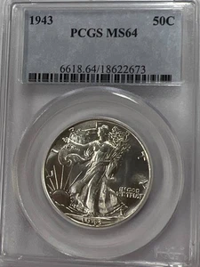 1943 50C Walking Liberty Half Dollar Coin PCGS MS 64 - Picture 1 of 2