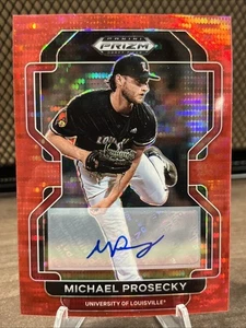 Michael Prosecky 2022 Panini Prizm Draft Picks Baseball Red Pulsar Auto /9 - Picture 1 of 2