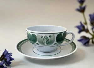 Vintage Arabia Finland Green Laurel Demitasse Espresso Cup & Saucer - Picture 1 of 5