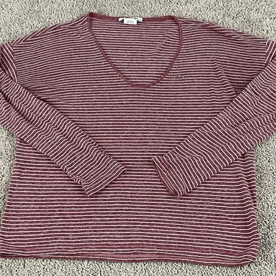 Camiseta Lacoste Larga Mujer Talla 38 Rojo y Blanco Tejido Manga Rayas E322 Foto 1 de 4