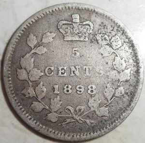 1898 Kanadisches 5 Cent Silber, geringe Auflage, Nachlassverkauf, KOSTENLOSER VERSAND - Bild 1 von 2