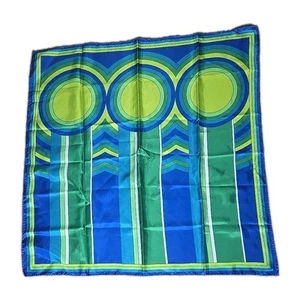 VTG 70'S Groovy Mod Graphic Print Rain Scarf Made in Japan 26x26 Poly Totes - Picture 1 of 5