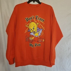 Vintage 90s-Y2K Looney Tunes Tweety Bird Halloween Sweatshirt XL Orange Crewneck - Bild 1 von 5