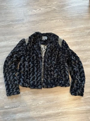 Abrigo Chaqueta Blazer Y2K Miss Me Piel Sintética Suéter Vintage Negro Brillante Cuentas Med Foto 1 de 4