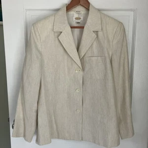 Talbots Petites 100 % Irish Linen Ivory Lined Career Jacket /Blazer ~ Size 12 - Picture 1 of 11
