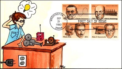 Scott 2058a 20 Cents American Inventors Melissa Fox Hand Painted FDC Unique? - Image 1 of 2