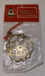 NOS Vtg Sculptured Solid Brass Decoration Ornament Snowflake  - Picture 1 of 6