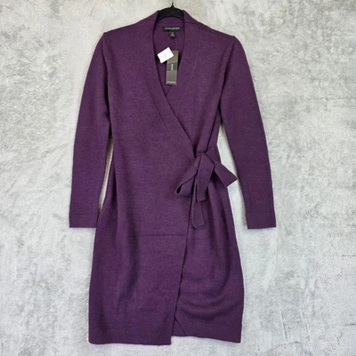 Banana Republic Sweater Dress Womens XS Petite Purple Wrap Belted 733914-02 - Image 1 of 4