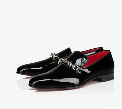 CHRISTIAN LOUBOUTIN 1240408 Black Patent Leather Equiswing Shoes 42.5 43.5 - Image 1 of 4