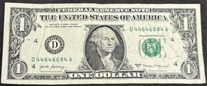 2017 A Cleveland $1 Bill Trinary Even Numbers Only Devil 66’s Repeat 4646 Solid - Picture 1 of 2
