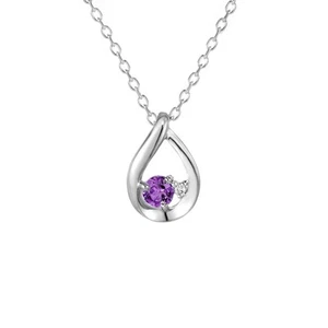 Yondo Sea Official February Birthstone Drop Eternal Silver Necklace Silver 732 - Picture 1 of 6