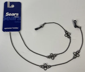 Vintage Pewter Flower Eyeglasses Holder Retainer Chain Strap Eyewear Lanyard - Picture 1 of 7