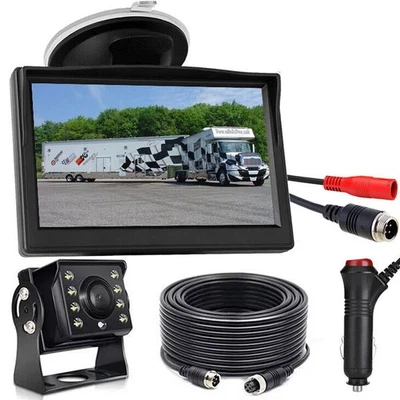 5" HD Car Reverse Monitor Truck Caravan IR Backup Rear View CCD 4PIN Camera Kit - Image 1 of 4