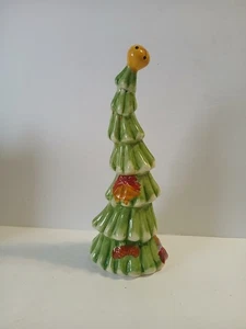 Vintage skurril schief dünn Keramik Weihnachtsbaum Jingle Bell Topper 9" - Bild 1 von 5