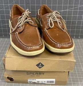 Sperry Billfish 3-Eye Boat Shoe Men’sLace-Up Dark Tan Leather Size 8 - Picture 1 of 9