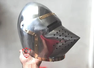 Steel Medieval Klappvisor Hounskull Bascinet Helmet Armor without aventail - Picture 1 of 9