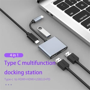 USB Hub Type-C Docking Station to HDMI*2 4K USB3.0 USB C Hub For Macbook Laptop - Picture 1 of 8