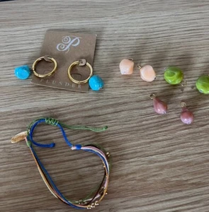 Plunder passende Halskette und Armband Set. Wechselohrringe bunt - Bild 1 von 5