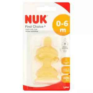 Nuk Zitze erster Wahl + Latex Größe 2 mittleres Loch 6m + Babyflasche Fütterung neu - Bild 1 von 3