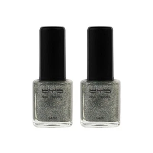 2x BYS 14ml Glitter Top Coat Cold As Ice Nail Polish Enamel Lacquer Glitter SLV - Picture 1 of 3