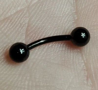 Black Curved Barbell 4mm Balls 18g 16g 14g 6mm 8mm 10mm 12mm - USA Fast Ship - Image 1 of 4