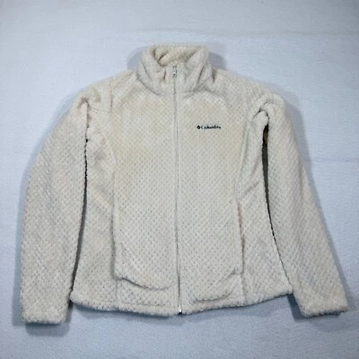 Chaqueta Columbia Mujer Pequeña Crema Cremallera Completa Vellón Suave Felpa Cálida Exterior Foto 1 de 4