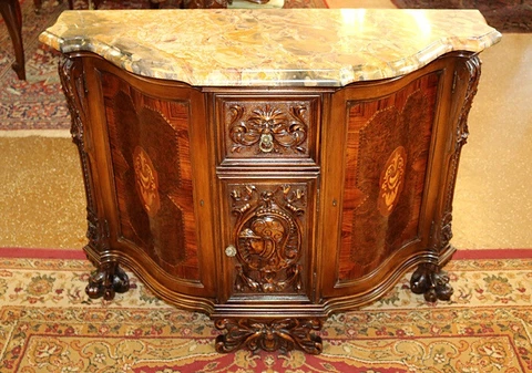 Amazing French Marble Top Inlaid Commode Buffet Server Circa 1920's Cover