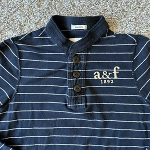 Abercrombie & Fitch Long Sleeve Muscle Shirt Boys Large Striped Dark Blue - Picture 1 of 8
