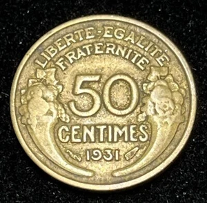 1931 FRANCE 50 CENTIMES COIN - Picture 1 of 2