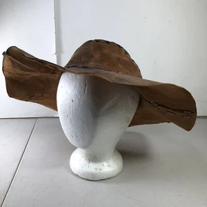 Vintage Hat Leather Western Cowboy  Rancher Handmade Unique Retro Rare  - Picture 1 of 12