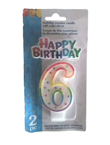 Rainbow # 6 Birthday Anniversary Candle Cake Topper Number 6 Rainbow Candle - Picture 1 of 2
