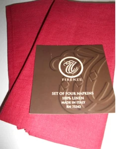 Le Telerie Toscane Firenze Servietten Rot Leinen 4er Set Italy Neu mit Etikett * - Bild 1 von 7