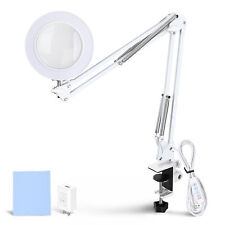 5X LED Magnifying Lamp Glass with Clamp Desk Adjustable Metal Swing Arm Sewing