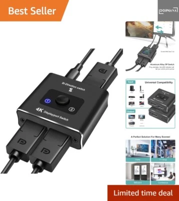 DP Switch 2 in 1 Out Bi-Directional Displayport Splitter 1 in 2 Out Display P... - Bild 1 von 4