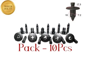 CAR EXTERIOR BODY PANEL & MUDFLAP PIN RIVET & FASTENER 10MM CLIPS x10 - Picture 1 of 9