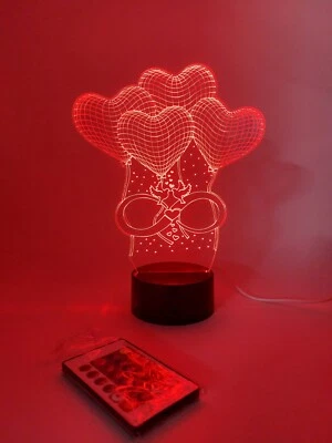 Lampada San VALENTINO 3D Cuori Personalizzata Nomi  Amore   Idea Regalo Usb LED - Immagine 1 di 4