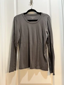 Eddie Bauer Round Neck Long Sleeve Gray￼ T-shirt Sz Large Armpit To Armpit 20” - Picture 1 of 5