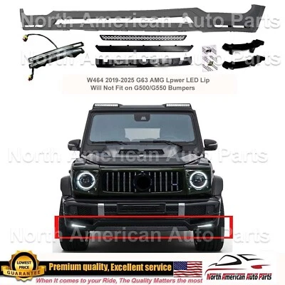 G63 Front Lower Spoiler Led Lip W464 2019 2020 2021 2022 2023 Bumper Brabus Low - Image 1 of 4