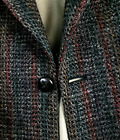 Harris Tweed 40R Black w/ Red & Green Striped Sport Coat VTG Patch Pocket